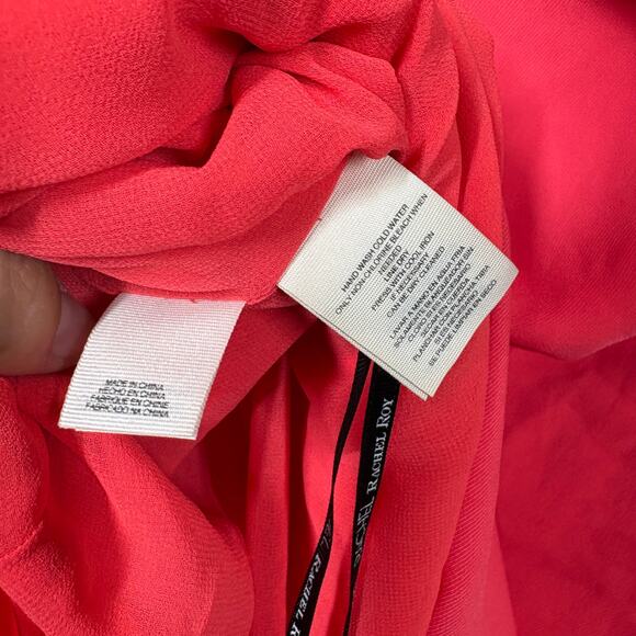 RACHEL Rachel Roy 12 Asymmetrical Ruffle Trapeze Mini Dress Pink Cold Shoulder - Picture 8 of 10